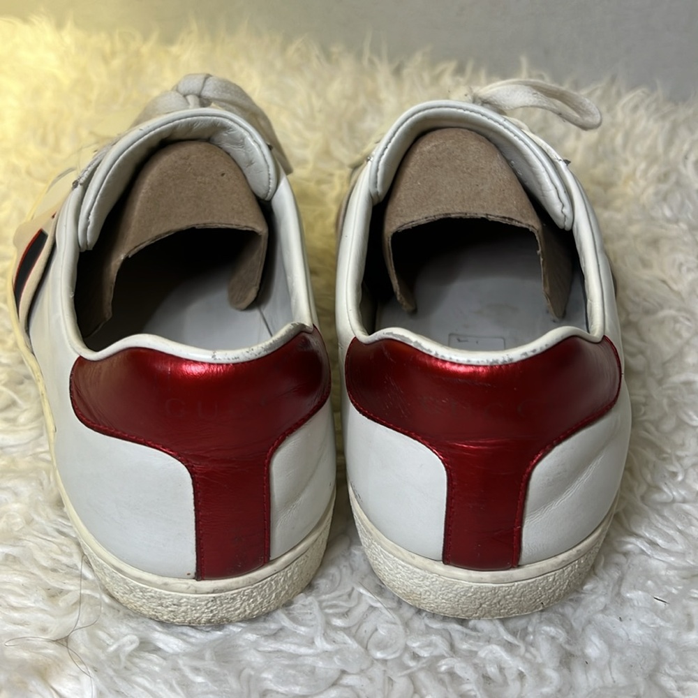 Gucci white leather logo band ace sneakers men’s 7.5 euro 41 women’s 9 unisex - Picture 6 of 10